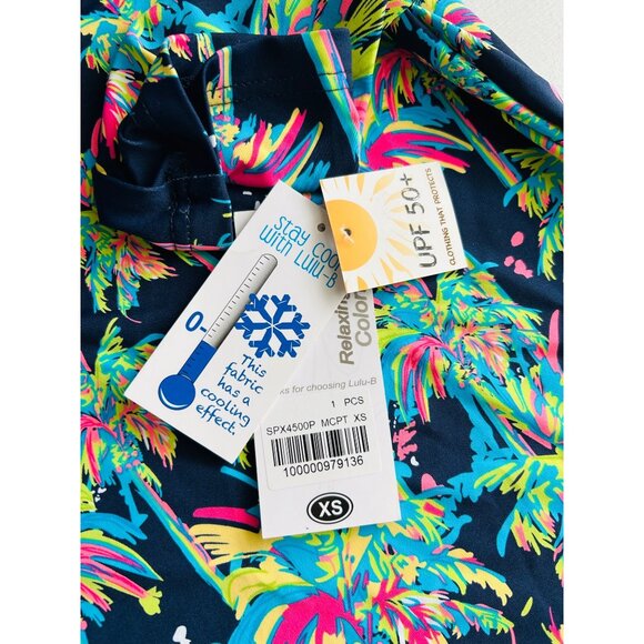 Lulu B Women's Sz XS 3/4 Sleeve Ruffle Bottom Dress Navy Palm - Picture 9 of 12